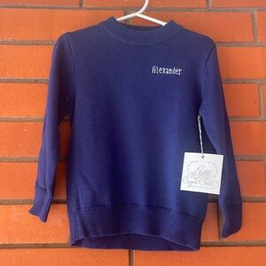 NWT CYGNET CHILD  Boys Navy Blue Long Sleeve Embroidered Sweater 3T ALEXANDER